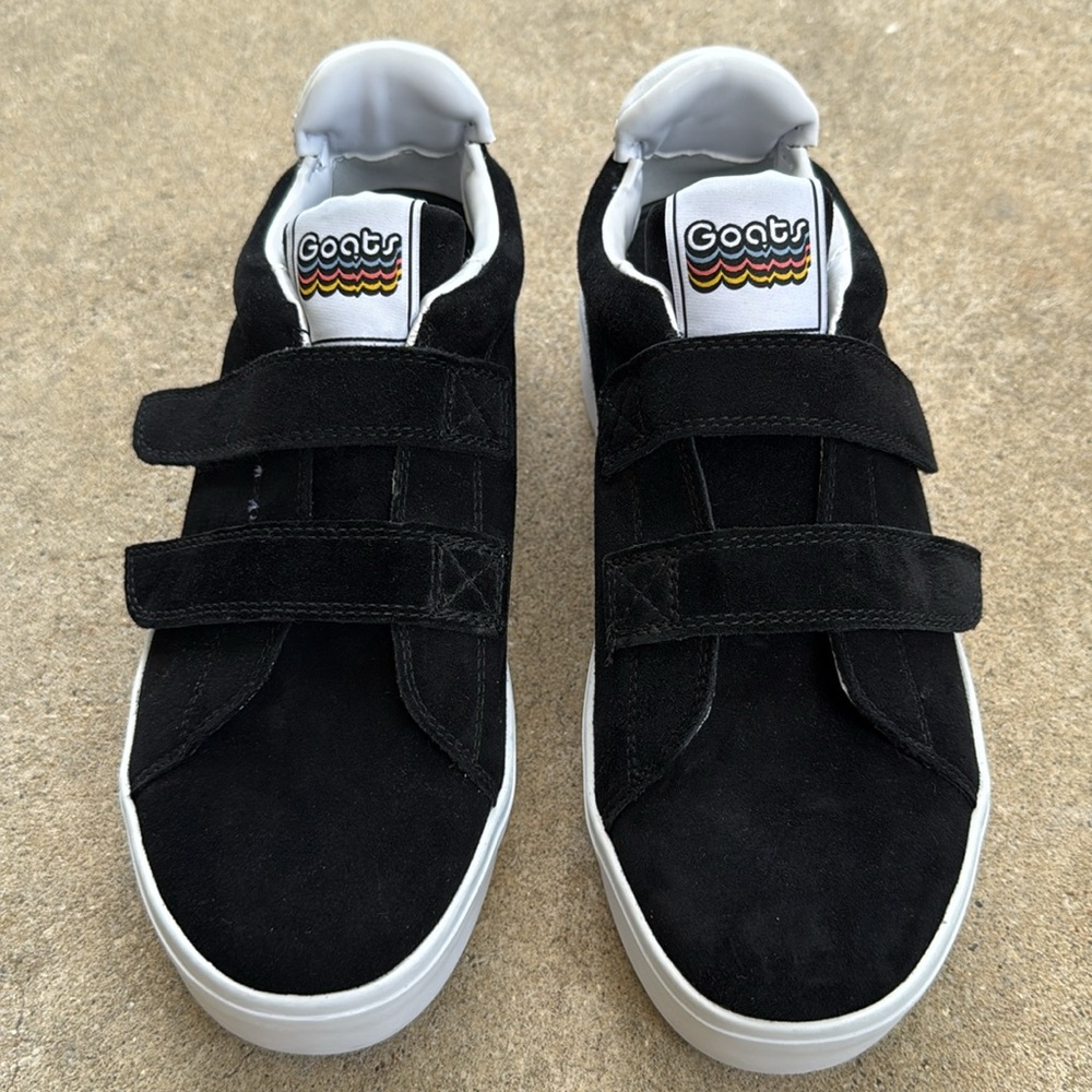 Goats Women's Black Suede 2-Strap Slip-On Platform Sneakers Size 8.5